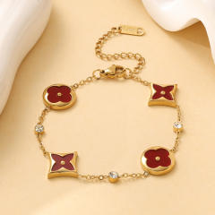 Classic four-leaf clover four-flower stainless steel bracelet  earrings