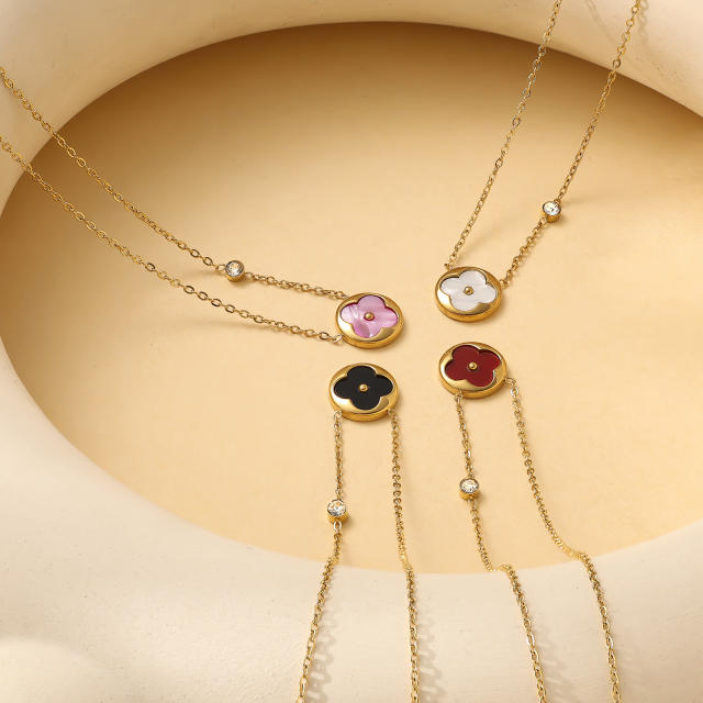 Four-leaf clover Fritillaria Necklace Women's All-match stainless steel necklace