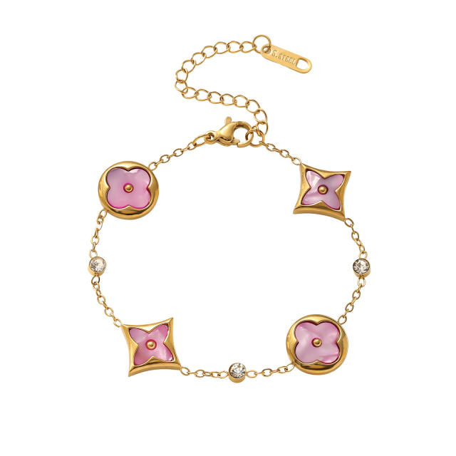 Classic four-leaf clover four-flower stainless steel bracelet  earrings