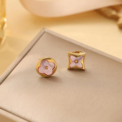 Classic four-leaf clover four-flower stainless steel bracelet  earrings