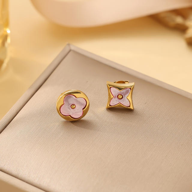 Classic four-leaf clover four-flower stainless steel bracelet  earrings