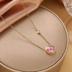 Four-leaf clover Fritillaria Necklace Women's All-match stainless steel necklace
