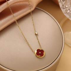 Four-leaf clover Fritillaria Necklace Women's All-match stainless steel necklace
