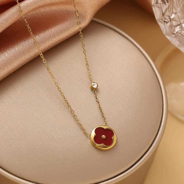 Four-leaf clover Fritillaria Necklace Women's All-match stainless steel necklace