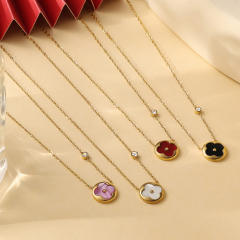 Four-leaf clover Fritillaria Necklace Women's All-match stainless steel necklace