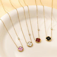 Four-leaf clover Fritillaria Necklace Women's All-match stainless steel necklace