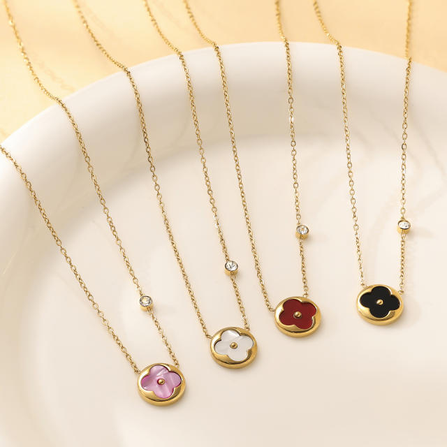 Four-leaf clover Fritillaria Necklace Women's All-match stainless steel necklace