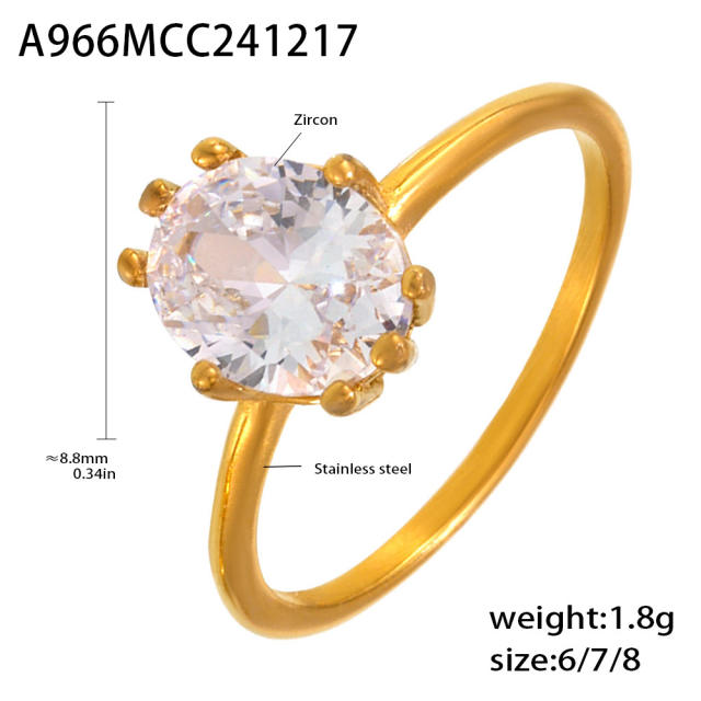 Oval diamond stainless steel rings
