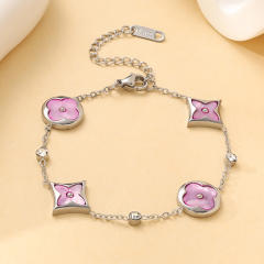 Classic four-leaf clover four-flower stainless steel bracelet  earrings