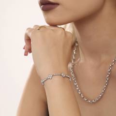 Delicate diamond clover stainless steel bracelet tennis bracelet