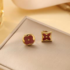 Classic four-leaf clover four-flower stainless steel bracelet  earrings