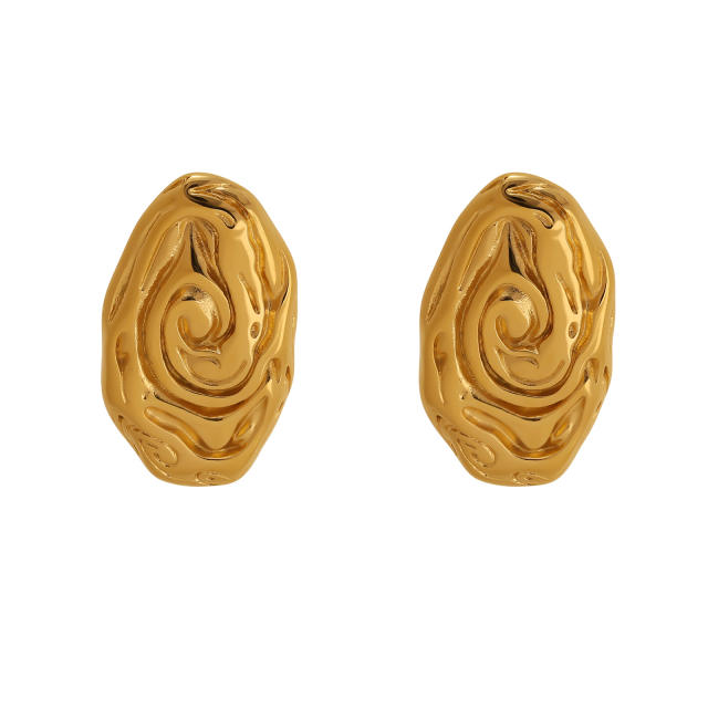 Geometric ovla shape stainless steel earrings studs earrings