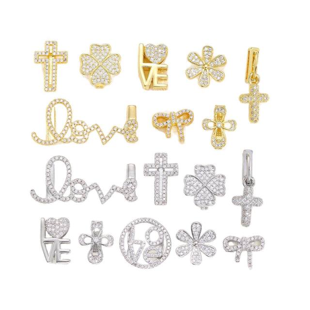 10mm stainless steel bracelet band diamond love heart cross clover charm diy jewelry
