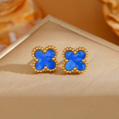 Colorful four-leaf clover sweet stainless steel earrings