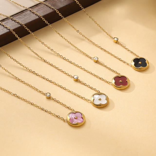 Four-leaf clover Fritillaria Necklace Women's All-match stainless steel necklace