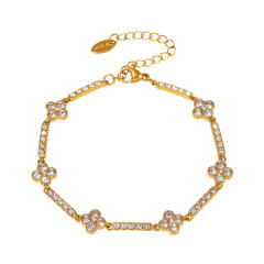 Delicate diamond clover stainless steel bracelet tennis bracelet
