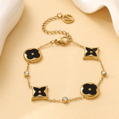 Classic four-leaf clover four-flower stainless steel bracelet  earrings