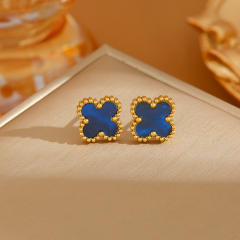 Colorful four-leaf clover sweet stainless steel earrings