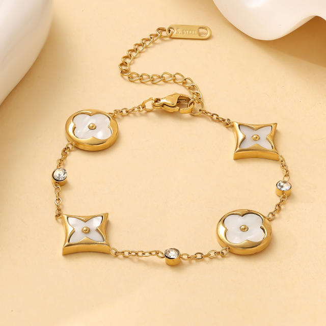 Classic four-leaf clover four-flower stainless steel bracelet  earrings