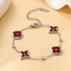 Classic four-leaf clover four-flower stainless steel bracelet  earrings
