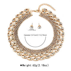 Exaggerated Wide Edition Gold Strap Diamond Neck Chain choker necklace