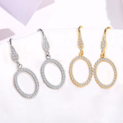 Light luxury selection hollow oval diamond stainless steel earrings ear hook