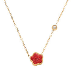 Five-leaf Flower Women's Titanium Steel Diamond Necklace