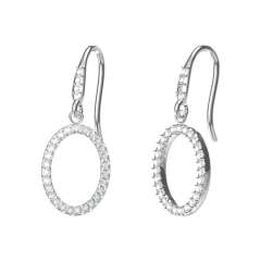Light luxury selection hollow oval diamond stainless steel earrings ear hook