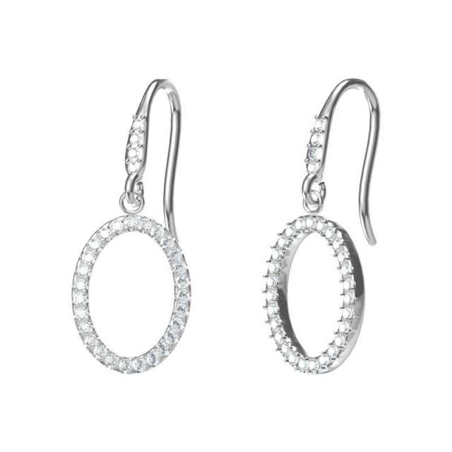 Light luxury selection hollow oval diamond stainless steel earrings ear hook