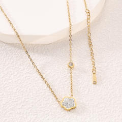 Five-leaf Flower Women's Titanium Steel Diamond Necklace
