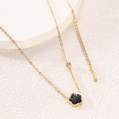 Five-leaf Flower Women's Titanium Steel Diamond Necklace