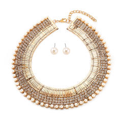 Exaggerated Wide Edition Gold Strap Diamond Neck Chain choker necklace