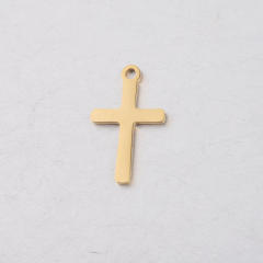 Single hole Cross small pendant Cross Charm mirror stainless steel DIY jewelry accessories 12*20mm
