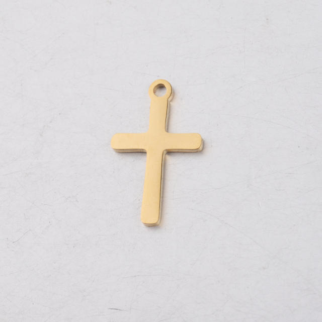 Single hole Cross small pendant Cross Charm mirror stainless steel DIY jewelry accessories 12*20mm