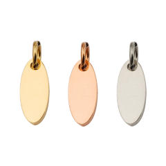 Factory direct selling hot mirror stainless steel oval tail DIY lettering Oval with hanging ring tag