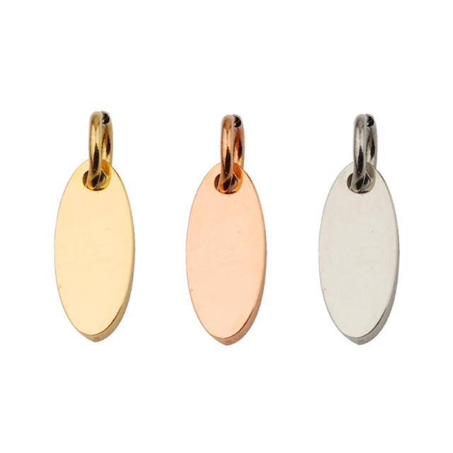 Factory direct selling hot mirror stainless steel oval tail DIY lettering Oval with hanging ring tag