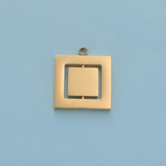 Creative Mirror Stainless Steel Hollow Rotatable Square Round Heart Jewelry Accessories Diy Pendant