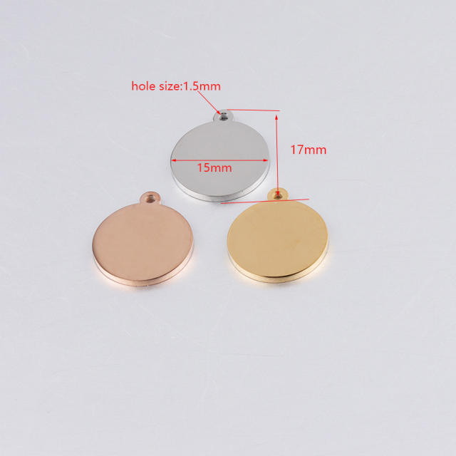 DIY lettering outer hole round plate wafer hanging mirror stainless steel wafer accessories 25/20/15/10mm thick 1.5mm