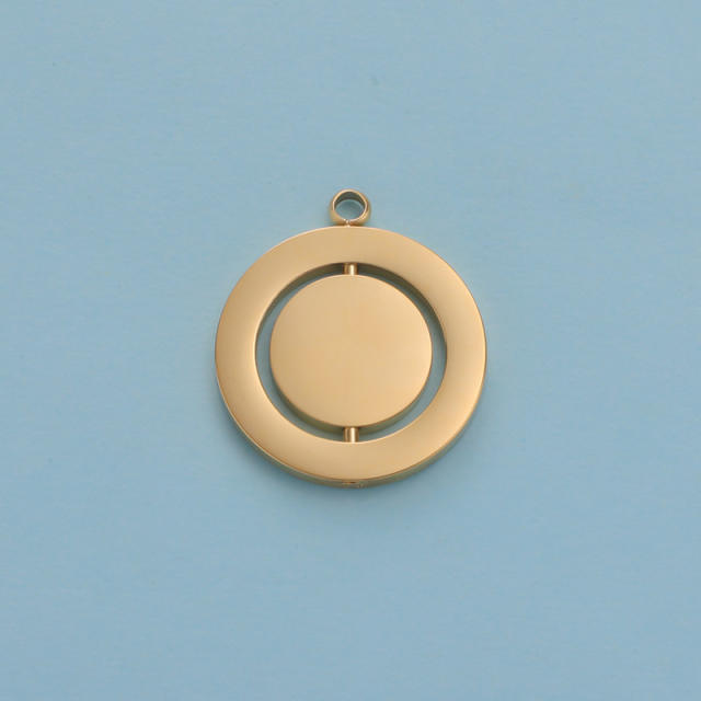 Creative Mirror Stainless Steel Hollow Rotatable Square Round Heart Jewelry Accessories Diy Pendant