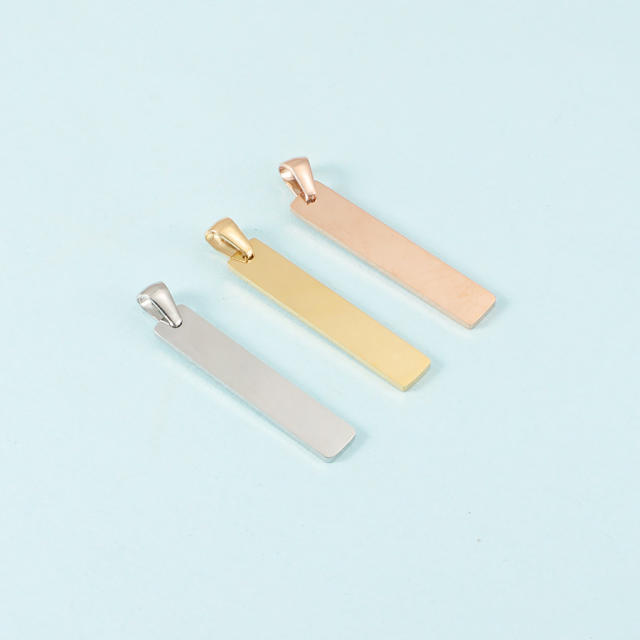 Stainless steel pendant mirror polished bar glossy engraved personality titanium steel necklace pendant DIY jewelry
