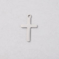 Single hole Cross small pendant Cross Charm mirror stainless steel DIY jewelry accessories 12*20mm