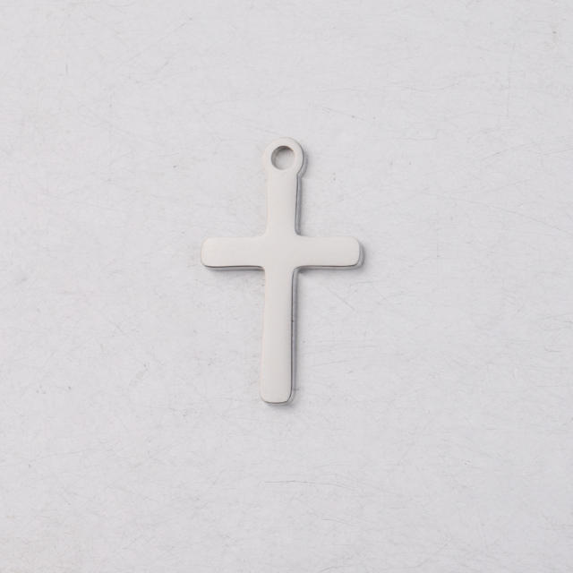 Single hole Cross small pendant Cross Charm mirror stainless steel DIY jewelry accessories 12*20mm