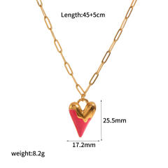 Sweet enamel heart cloud pendant stainless steel necklace