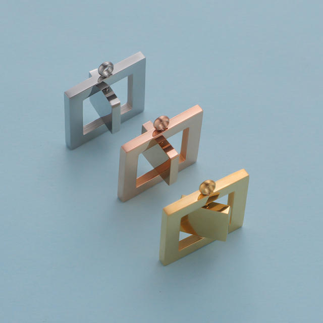 Creative Mirror Stainless Steel Hollow Rotatable Square Round Heart Jewelry Accessories Diy Pendant