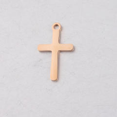 Single hole Cross small pendant Cross Charm mirror stainless steel DIY jewelry accessories 12*20mm