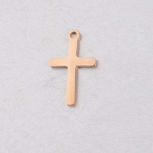 Single hole Cross small pendant Cross Charm mirror stainless steel DIY jewelry accessories 12*20mm