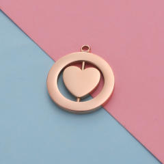 Creative Mirror Stainless Steel Hollow Rotatable Square Round Heart Jewelry Accessories Diy Pendant