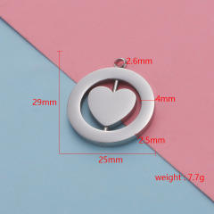 Creative Mirror Stainless Steel Hollow Rotatable Square Round Heart Jewelry Accessories Diy Pendant