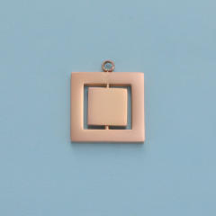 Creative Mirror Stainless Steel Hollow Rotatable Square Round Heart Jewelry Accessories Diy Pendant