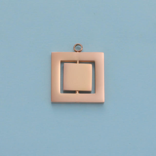 Creative Mirror Stainless Steel Hollow Rotatable Square Round Heart Jewelry Accessories Diy Pendant